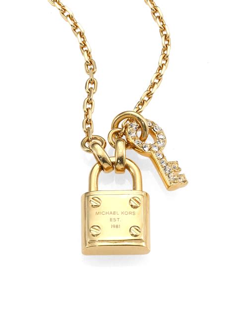 michael kors lock necklace gold.